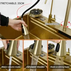 Goldene Wasserfall-Küchenspüle – Multifunktionales Design