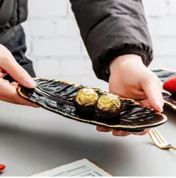 Goldenes Keramikteller-Set – Kreative Geschirrkollektion