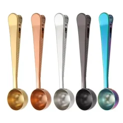 Goldfarbener Kaffeelöffelclip aus Edelstahl – Küchenzubehör