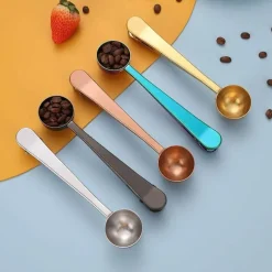 Goldfarbener Kaffeelöffelclip aus Edelstahl – Küchenzubehör