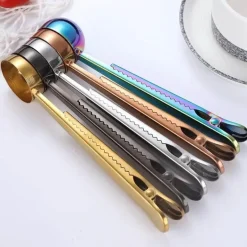 Goldfarbener Kaffeelöffelclip aus Edelstahl – Küchenzubehör