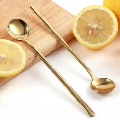 Goldfarbenes Kaffeelöffel-Set aus Edelstahl – 4 Espresso-Teelöffel