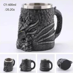 Gothic Drachenritter Totenkopf Bierkrug - Halloween Weihnachtskrug