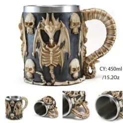 Gothic Drachenritter Totenkopf Bierkrug - Halloween Weihnachtskrug
