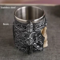 Gothic Drachenritter Totenkopf Bierkrug - Halloween Weihnachtskrug