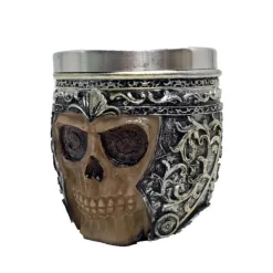 Gothic-Totenkopf-Schnapsglas – Edelstahl-Halloween-Whiskeybecher, 200 ml