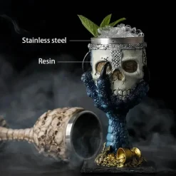 Gotischer Totenkopfkelch – Einzigartiges Weinglas aus Edelstahl für Partys