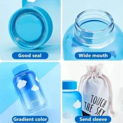 Gradient Sky 600ml Glaswasserflasche - Stilvolles Sport-Trinkgeschirr