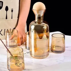 Grauer Bernsteinglaskrug - Hitzebeständige Teekanne Saftkrug mit Griff