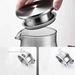 Grauer Wasserkrug aus Glas – 1900 ml Wasserkocher für kalte und heiße Säfte