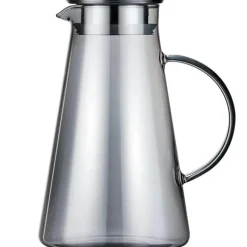 Grauer Wasserkrug aus Glas – 1900 ml Wasserkocher für kalte und heiße Säfte