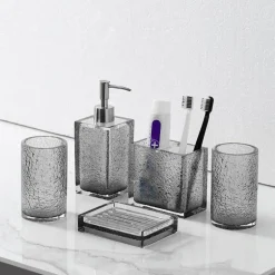Gray Minimalist Bathroom Set - Modern Home Decor Accessories