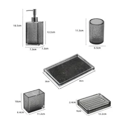 Gray Minimalist Bathroom Set - Modern Home Decor Accessories