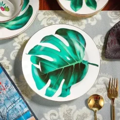 Green Leaf Geschirrset - Teller Schüsseln Teegeschirr