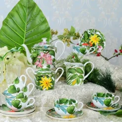 Green Leaf Geschirrset - Teller Schüsseln Teegeschirr