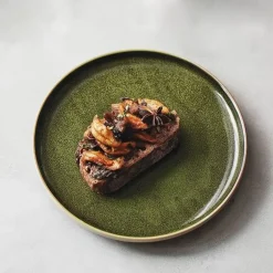 Grüne Keramik-Essteller – Retro, flacher Nudelsalat, 4er-Set