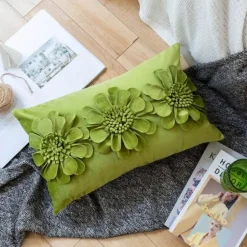 Grünes Blumensofakissen Kissenbezug - Home Decor Quadratisches Kissen