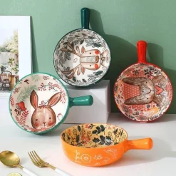 Große handgefertigte Keramik-Blumenschale mit Tiermotiv – dekorativer Übertopf