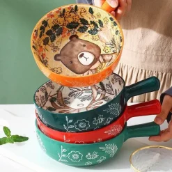 Große handgefertigte Keramik-Blumenschale mit Tiermotiv – dekorativer Übertopf