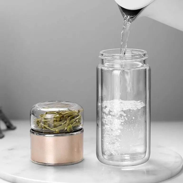 Große Tee-Ei-Flasche aus Glas mit Doppelfunktion – 2-in-1-Teezubereitung