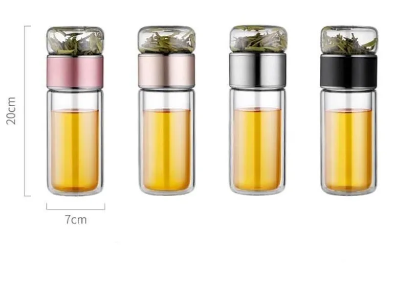 Große Tee-Ei-Flasche aus Glas mit Doppelfunktion – 2-in-1-Teezubereitung