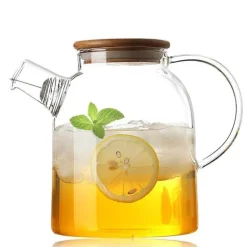 Große Teekanne aus Glas – Fassungsvermögen: Kaltwasserkrug für Tee und Saft