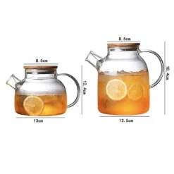 Große Teekanne aus Glas – Fassungsvermögen: Kaltwasserkrug für Tee und Saft