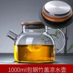 Große Teekanne aus Glas – Fassungsvermögen: Kaltwasserkrug für Tee und Saft