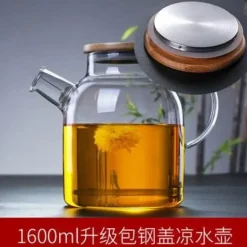 Große Teekanne aus Glas – Fassungsvermögen: Kaltwasserkrug für Tee und Saft