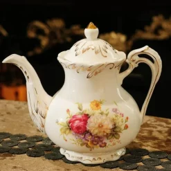 Große Teekanne aus Porzellan – Europäische Keramik-Teekanne für Nachmittagstee und Kaffee