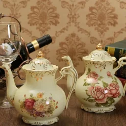 Große Teekanne aus Porzellan – Europäische Keramik-Teekanne für Nachmittagstee und Kaffee