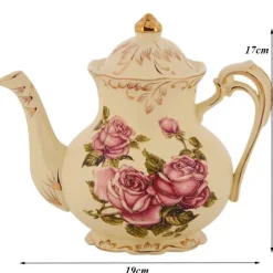 Große Teekanne aus Porzellan – Europäische Keramik-Teekanne für Nachmittagstee und Kaffee