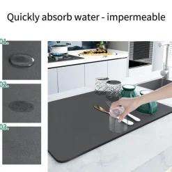 Große wasserabsorbierende Abtropfmatte – Küchen-Abtropfunterlage