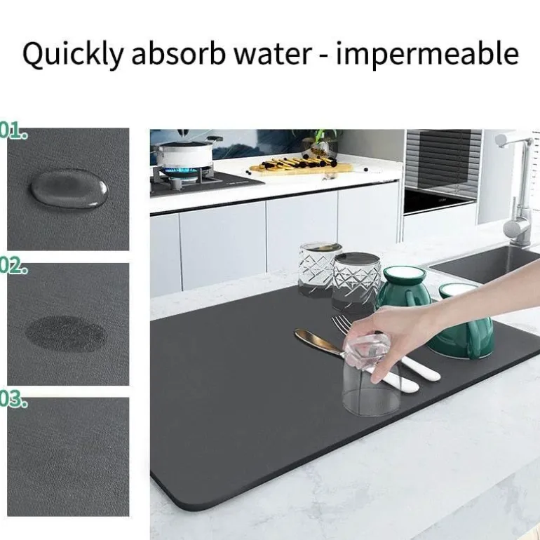 Große wasserabsorbierende Abtropfmatte – Küchen-Abtropfunterlage