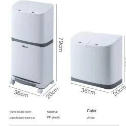 Großer doppelwandiger Mülleimer mit Rädern - Mülleimer mit Deckel