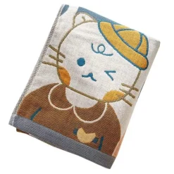 Großes Badetuch aus Baumwollgaze mit Cartoon-Motiv – 70 x 140 cm