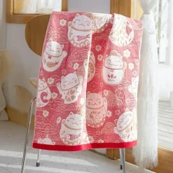 Großes Badetuch aus Baumwollgaze mit Cartoon-Motiv – 70 x 140 cm