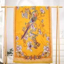 Großes Badetuch aus Baumwolle mit Blumenmuster – schnelltrocknend und saugfähig, 80 x 160 cm