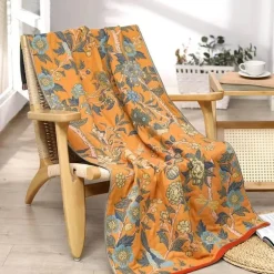 Großes Badetuch aus Baumwolle mit Blumenmuster – schnelltrocknend und saugfähig, 80 x 160 cm