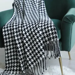 Hahnentritt-Überwurfdecke – Gemütlicher Wohndekor-Akzent