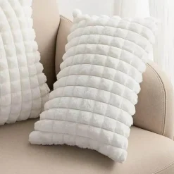 Hahnentritt-Kissenbezug - Schwarz-weißer Kissenbezug mit Schleife, 30 x 50 cm