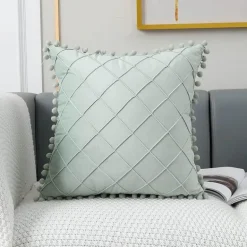 Hahnentritt-Kissenbezug - Schwarz-weißer Kissenbezug mit Schleife, 30 x 50 cm