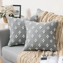 Hahnentritt-Kissenbezug - Schwarz-weißer Kissenbezug mit Schleife, 30 x 50 cm