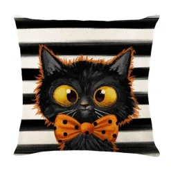 Halloween Kissenbezug - Schwarze Hexe Geist Leinen Kissenbezug