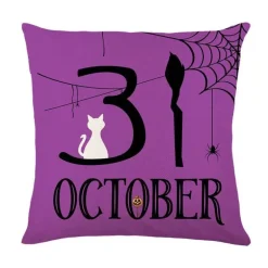 Halloween Kissenbezug - Schwarze Hexe Geist Leinen Kissenbezug