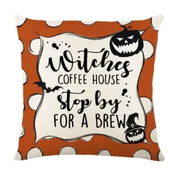 Halloween Kissenbezug - Schwarze Hexe Geist Leinen Kissenbezug