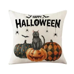 Halloween Kissenbezug - Schwarze Hexe Geist Leinen Kissenbezug