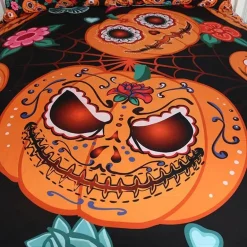Halloween Kürbis Blumen Bettbezug Set - Festliche Bettwäsche