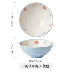 Handbemalte Ramen-Schüssel aus Keramik – große Nudelschüssel für das Restaurant zu Hause