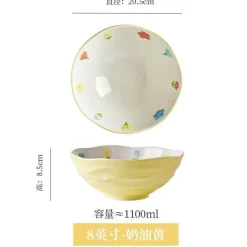 Handbemalte Ramen-Schüssel aus Keramik – große Nudelschüssel für das Restaurant zu Hause